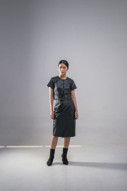 CARLA - 58075 KIARA FAUX LEATHER SKIRT ROK SPAN KULIT