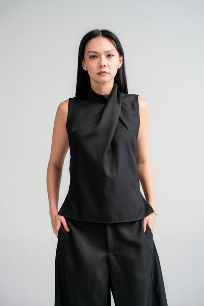 CARLA - 32514 KIRANA SLEEVELESS TWILL blouse