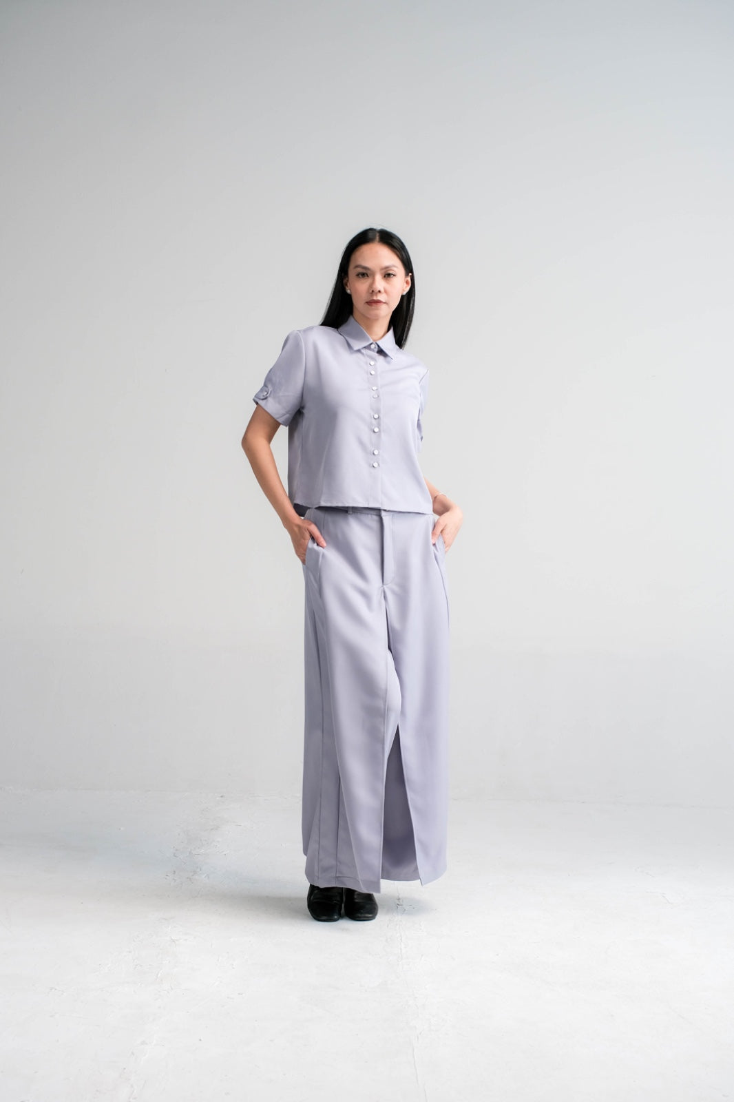 CARLA - 32513 KARLA SHORT SLEEVE TWILL BLOUSE