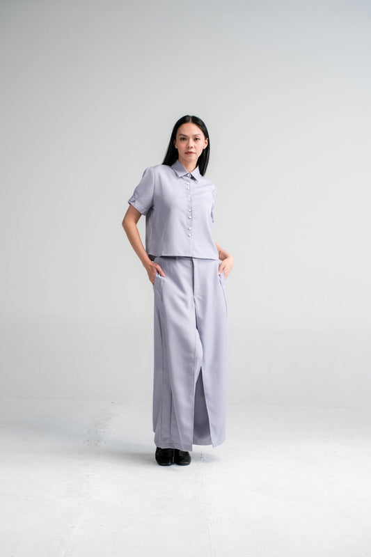 CARLA - 32513 KARLA SHORT SLEEVE TWILL BLOUSE