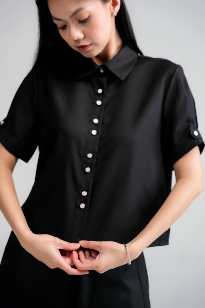 CARLA - 32513 KARLA SHORT SLEEVE TWILL BLOUSE