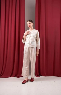 LOYCE TEXTURE SATIN OUTER OR BLOUSE / Atasan Saku Depan