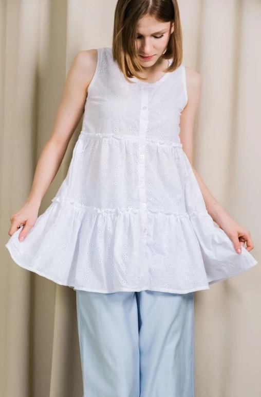 CARLA - 31554 FILLY COTTON EMBROIDERY DRESS OR BLOUSE
