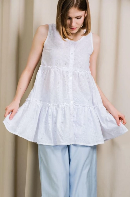 CARLA - 31554 FILLY COTTON EMBROIDERY DRESS OR BLOUSE