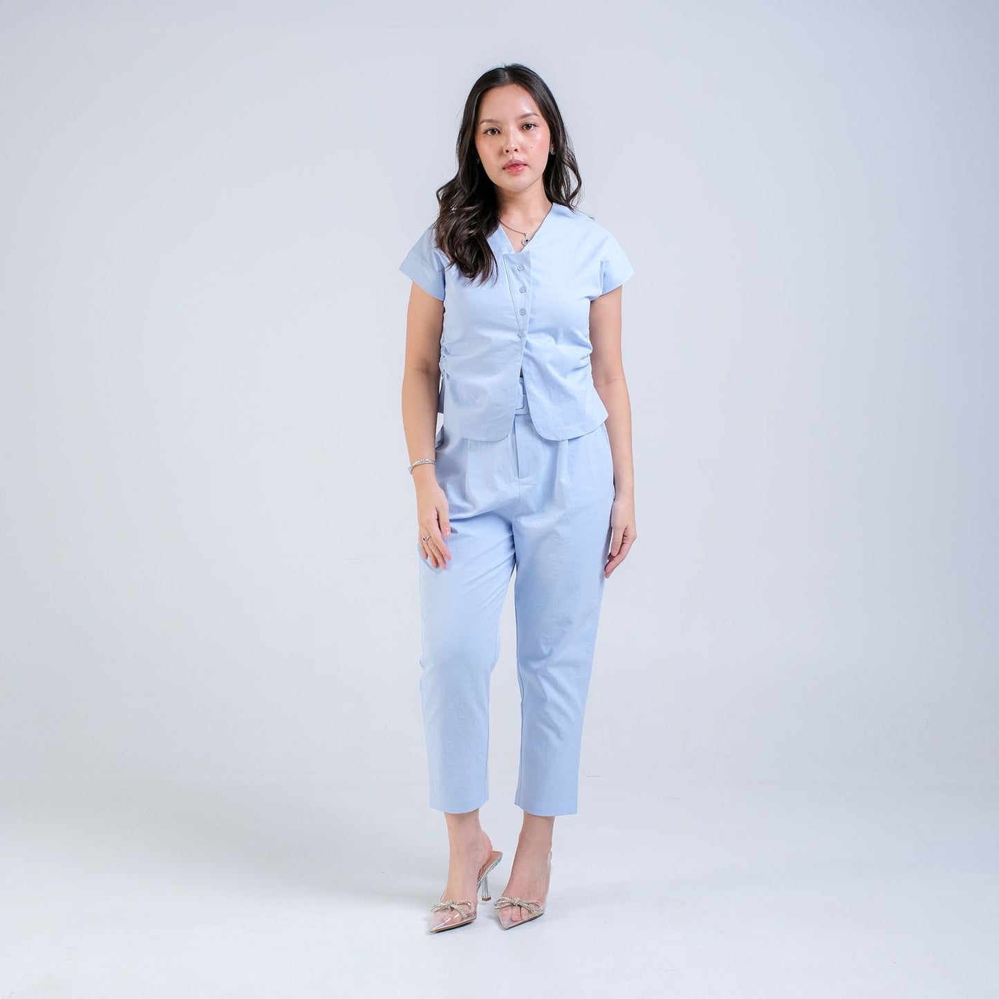 CARLA - CAITHLEEN BLOUSE / Atasan Lengan Pendek Katun Polyester