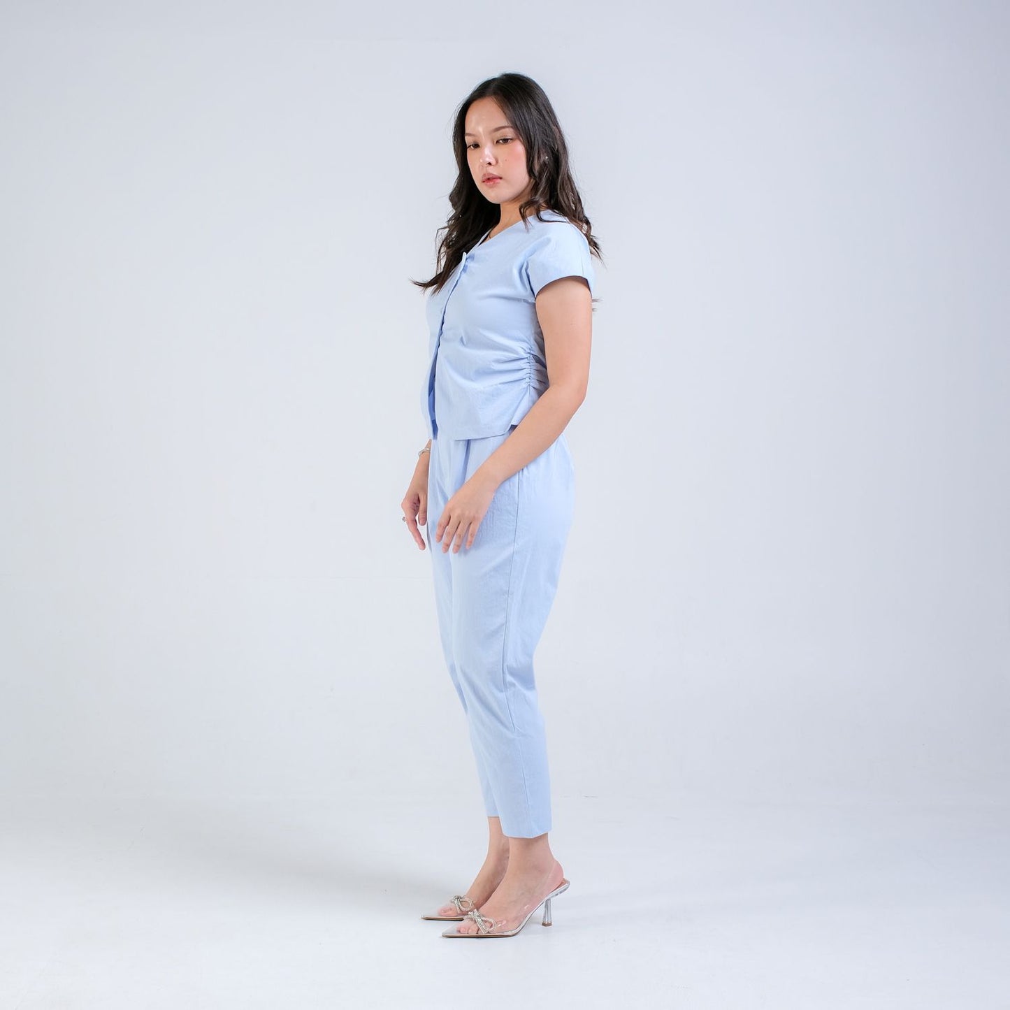 CARLA - BIANCA PENCIL PANT WITH BELT / Celana 7/8 Bahan Katun Polyester