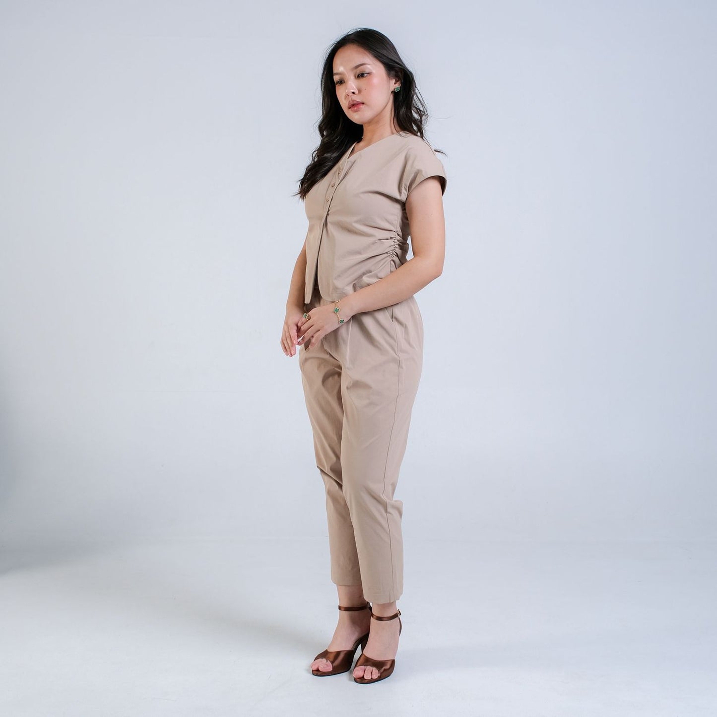 CARLA - BIANCA PENCIL PANT WITH BELT / Celana 7/8 Bahan Katun Polyester