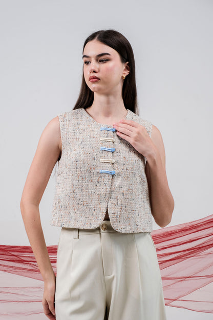 CARLA - 18058 LISA TWEED BLOUSE VEST